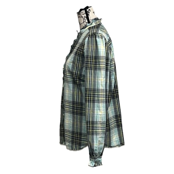 LOFT Ruffle Plaid Shirt Outdoor Preppy Gorpcore M Casual Capsule fishermen - Picture 3 of 9